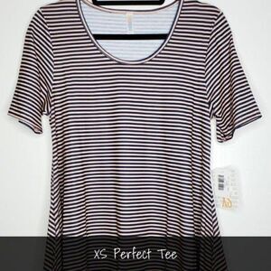 LuLaRoe Perfect T XS Black Pink Stripes NEW